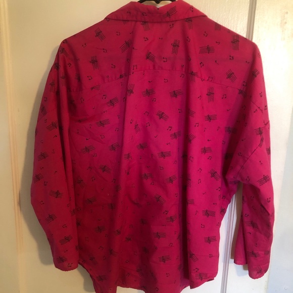 Cutest Vintage 80’s 3/4 sleeve Hot Pink Music Note Blouse M/L - Picture 7 of 8